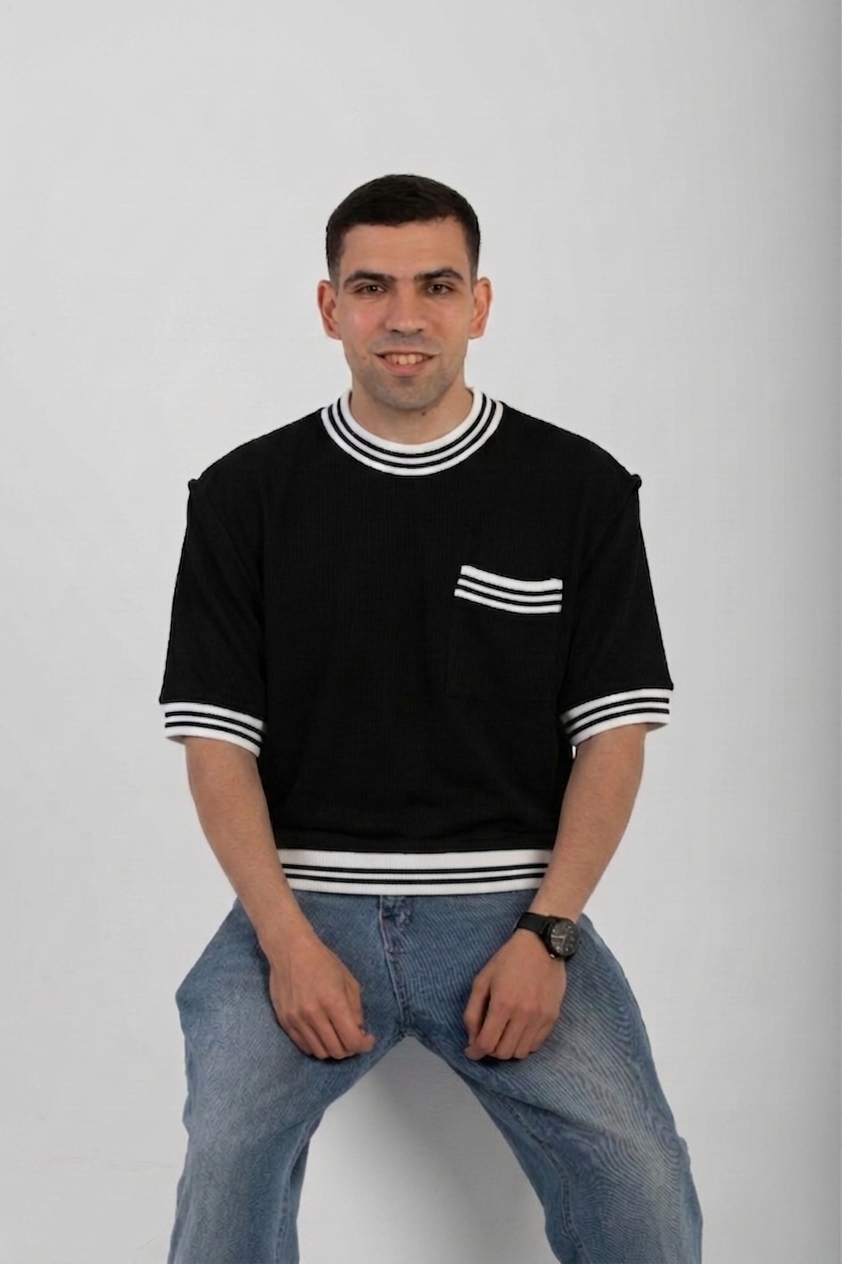 Boxy Knitted Tee - Black