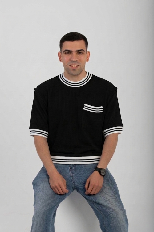 Boxy Knitted Tee - Black