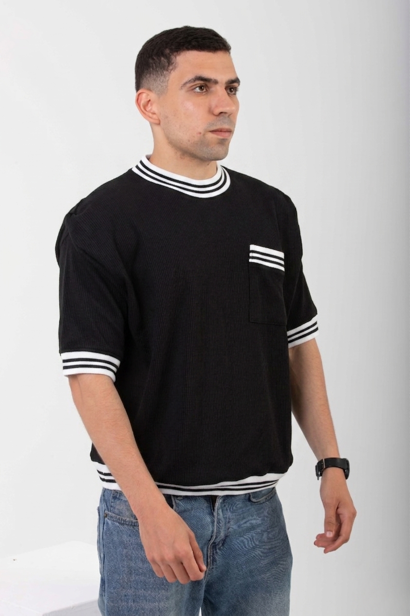 Boxy Knitted Tee - Black