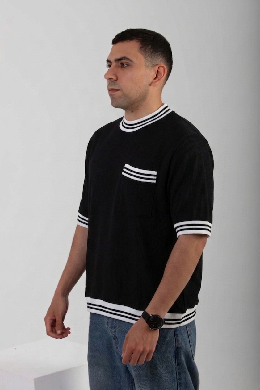 Boxy Knitted Tee - Black