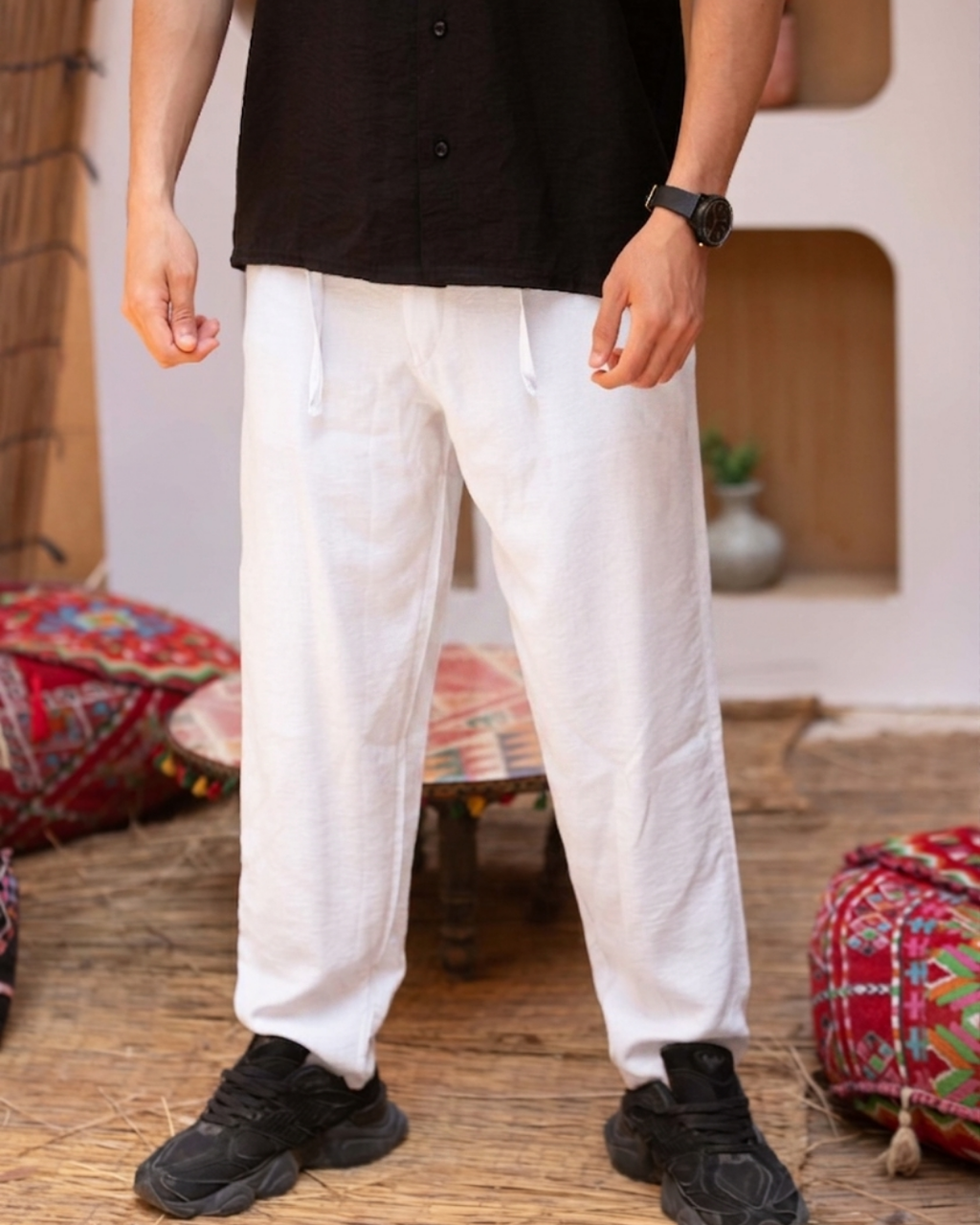 Relaxed Linen Pant - White