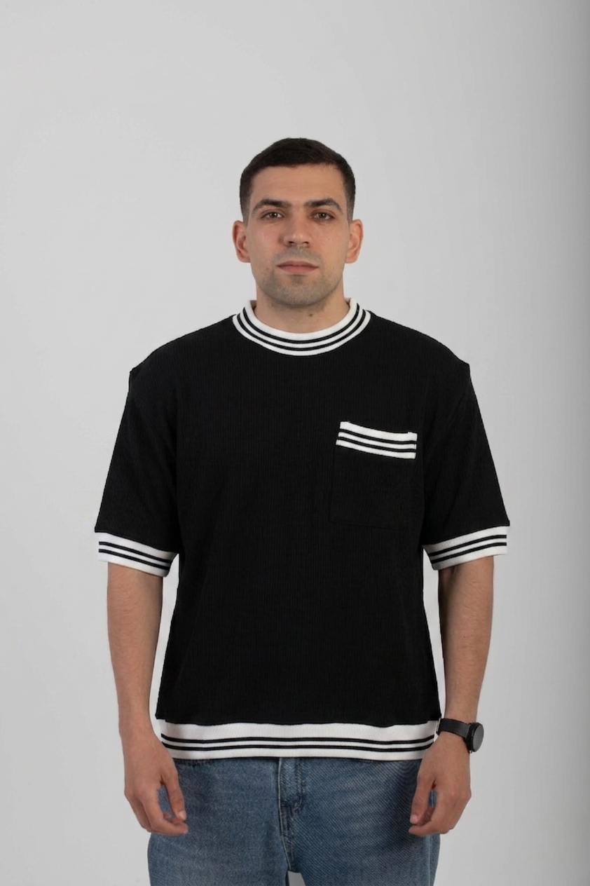 Boxy Knitted Tee - Black