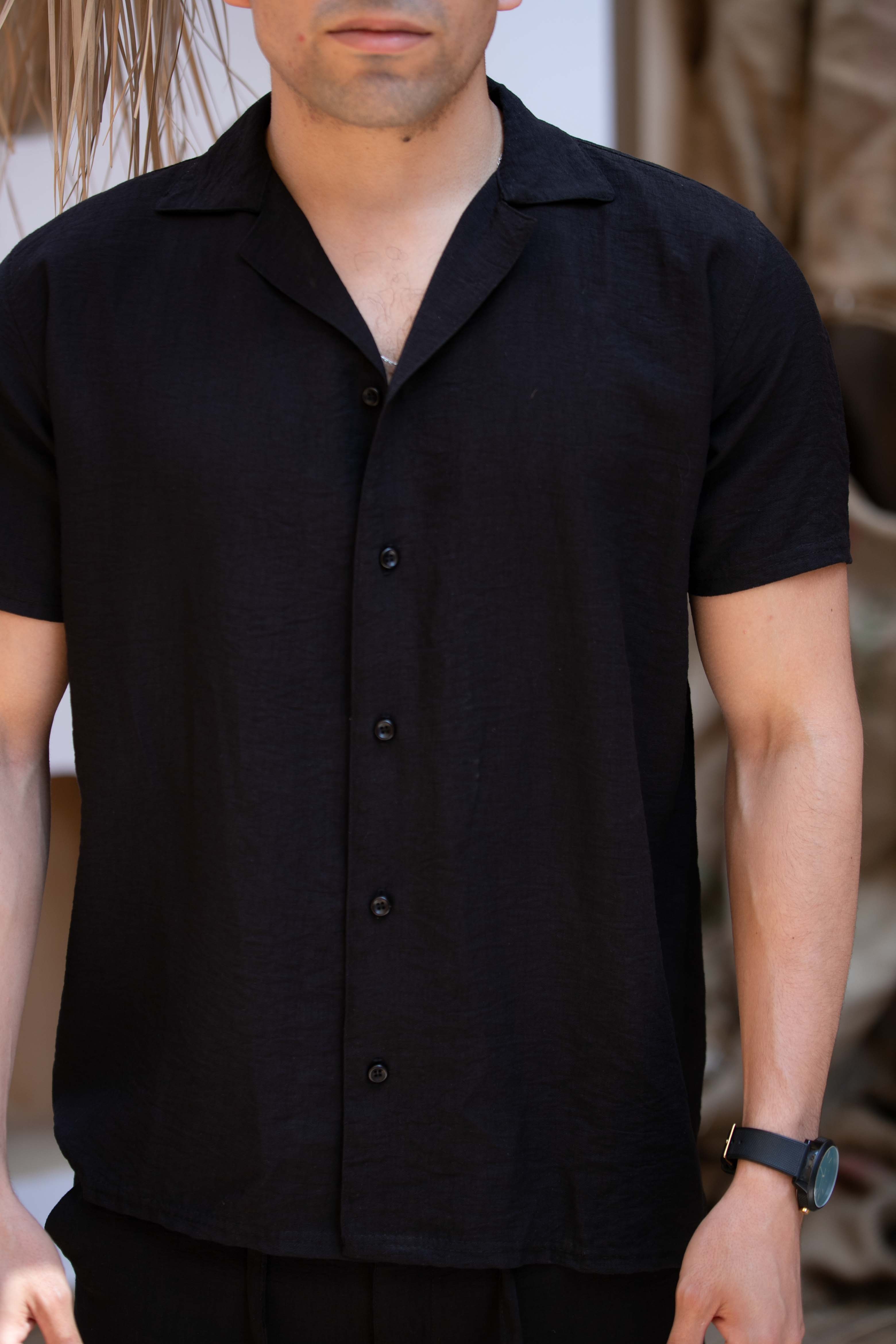 Relaxed Linen Shirt - Black