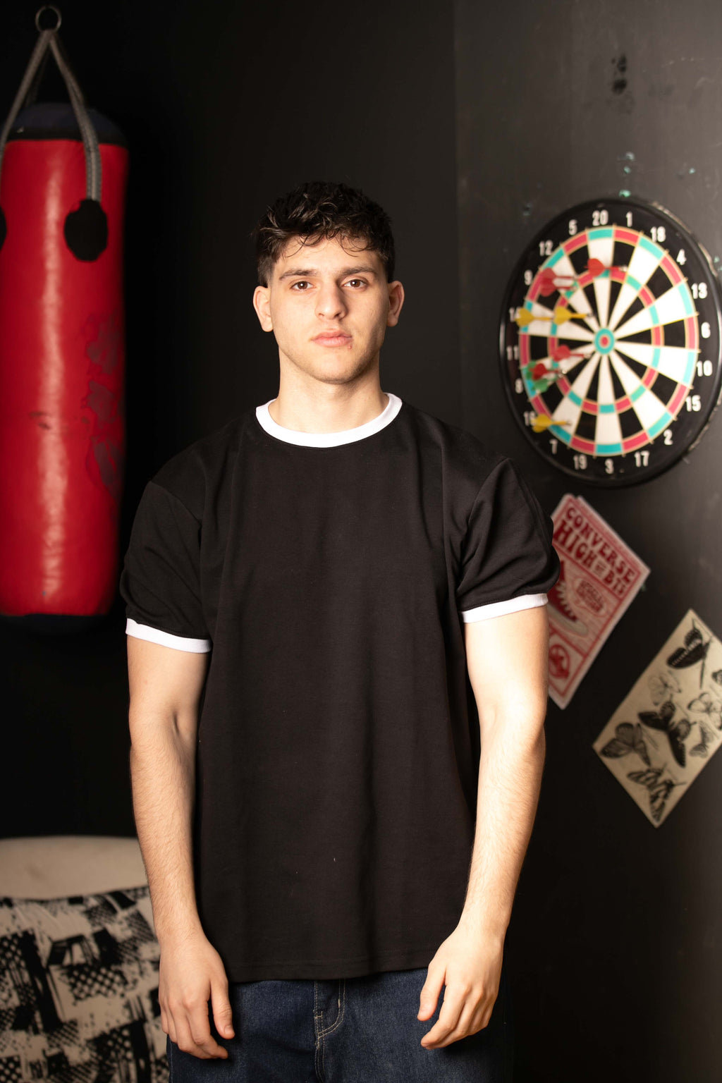 Essential Ringer TShirt - BlackXWhite