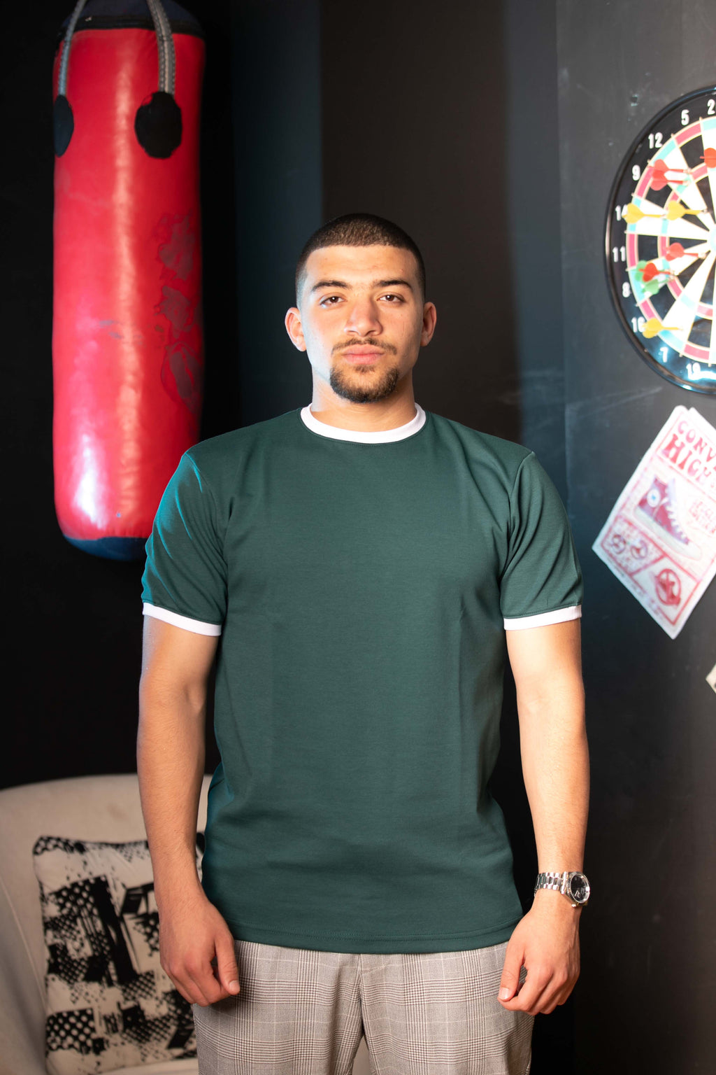 Essential Ringer TShirt - GreenXWhite