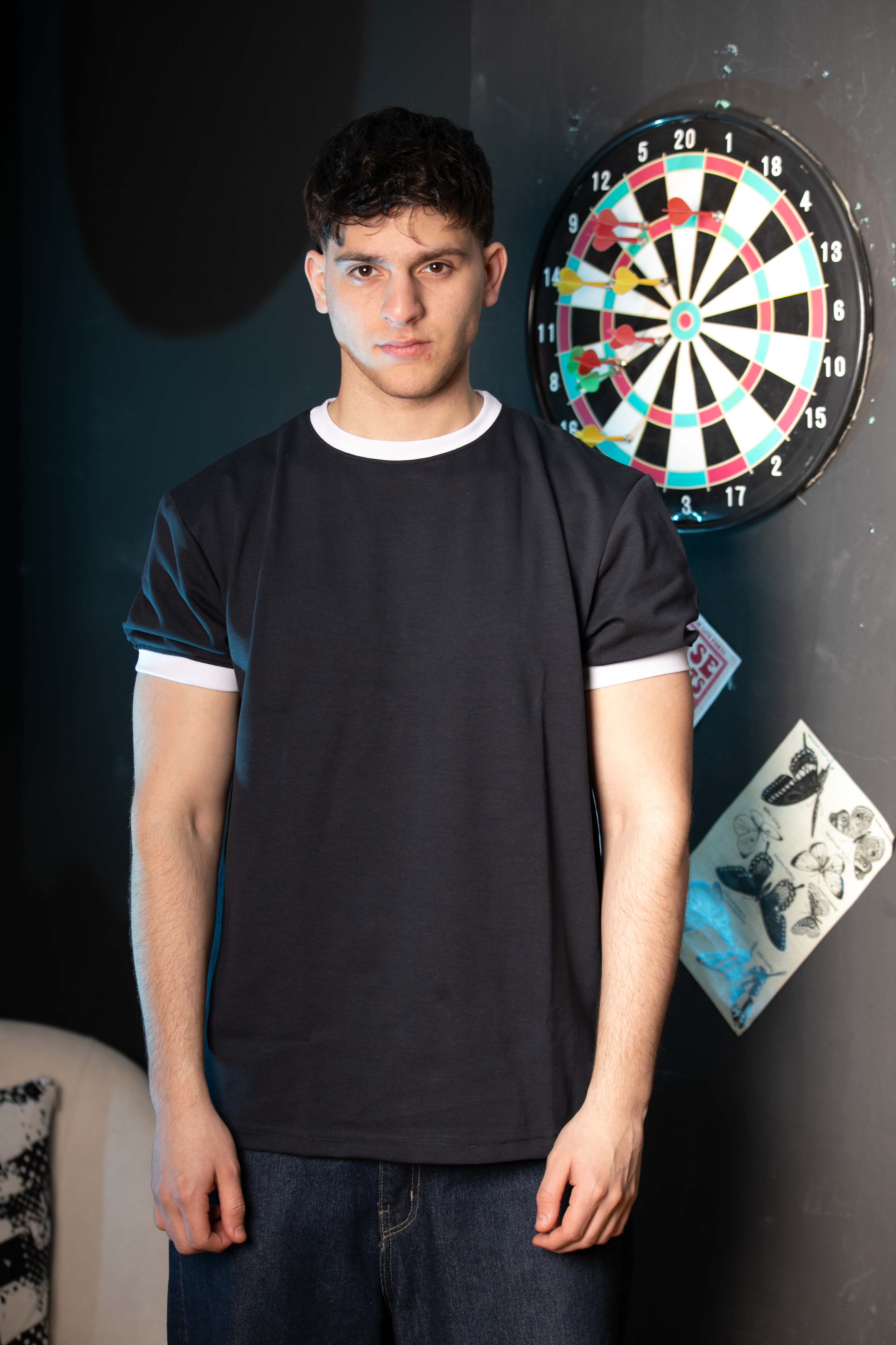 Essential Ringer TShirt - NavyXWhite