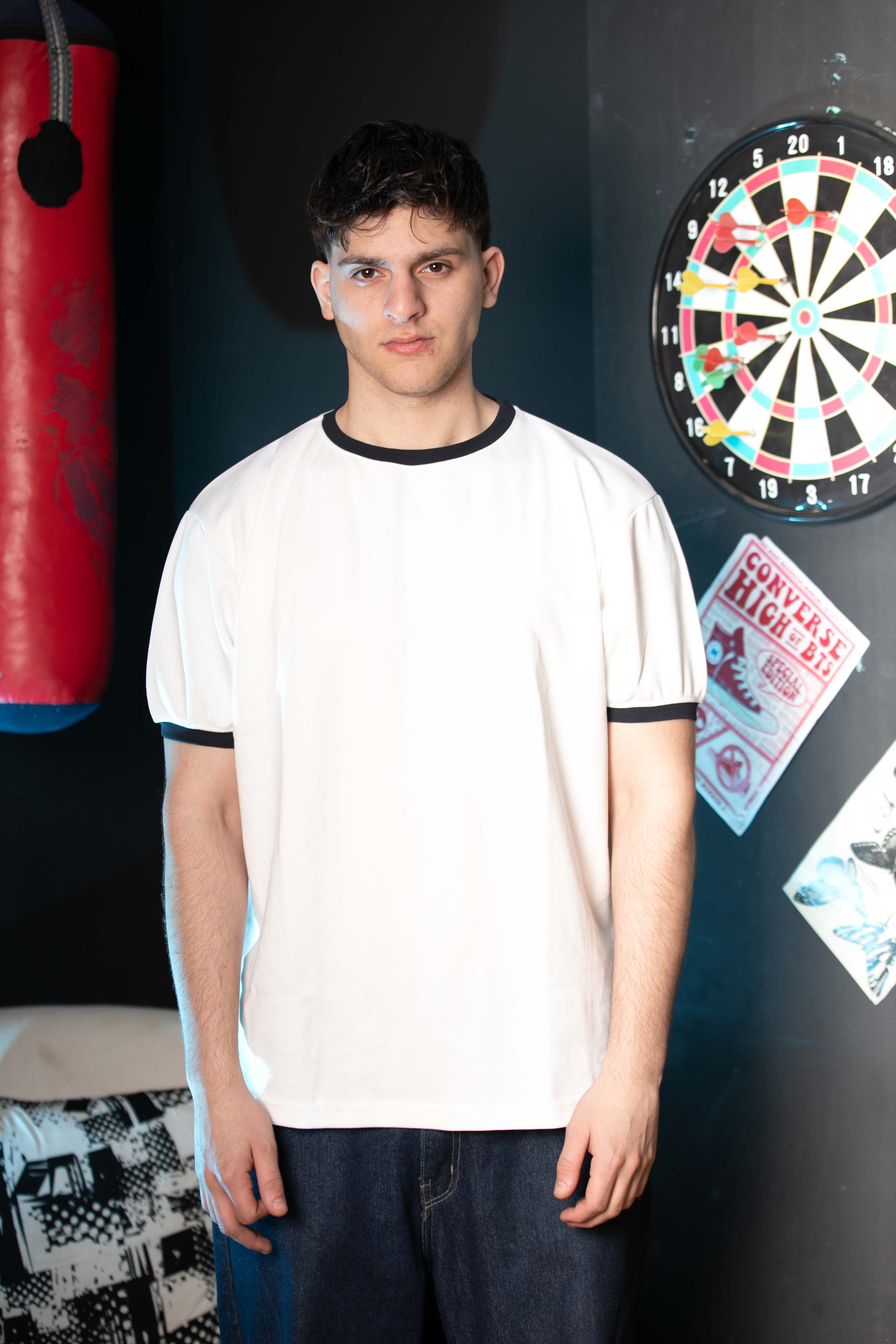 Essential Ringer TShirt - WhiteXNavy