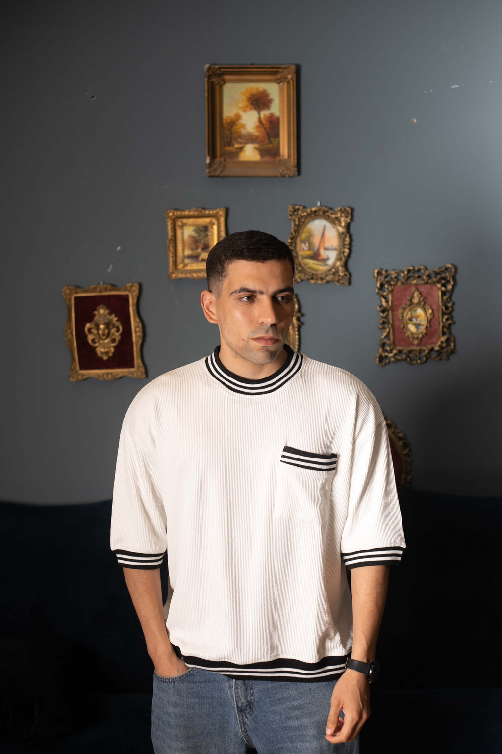 Boxy Knitted Tee - White