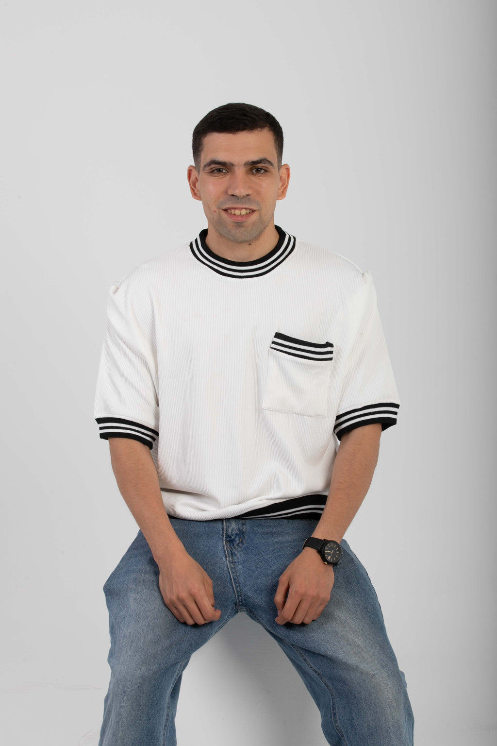 Boxy Knitted Tee - White