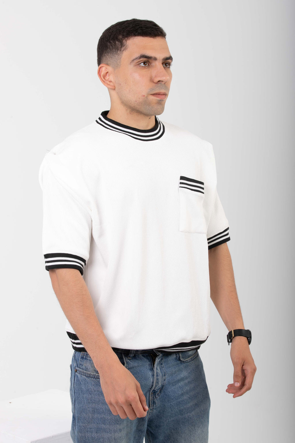 Boxy Knitted Tee - White