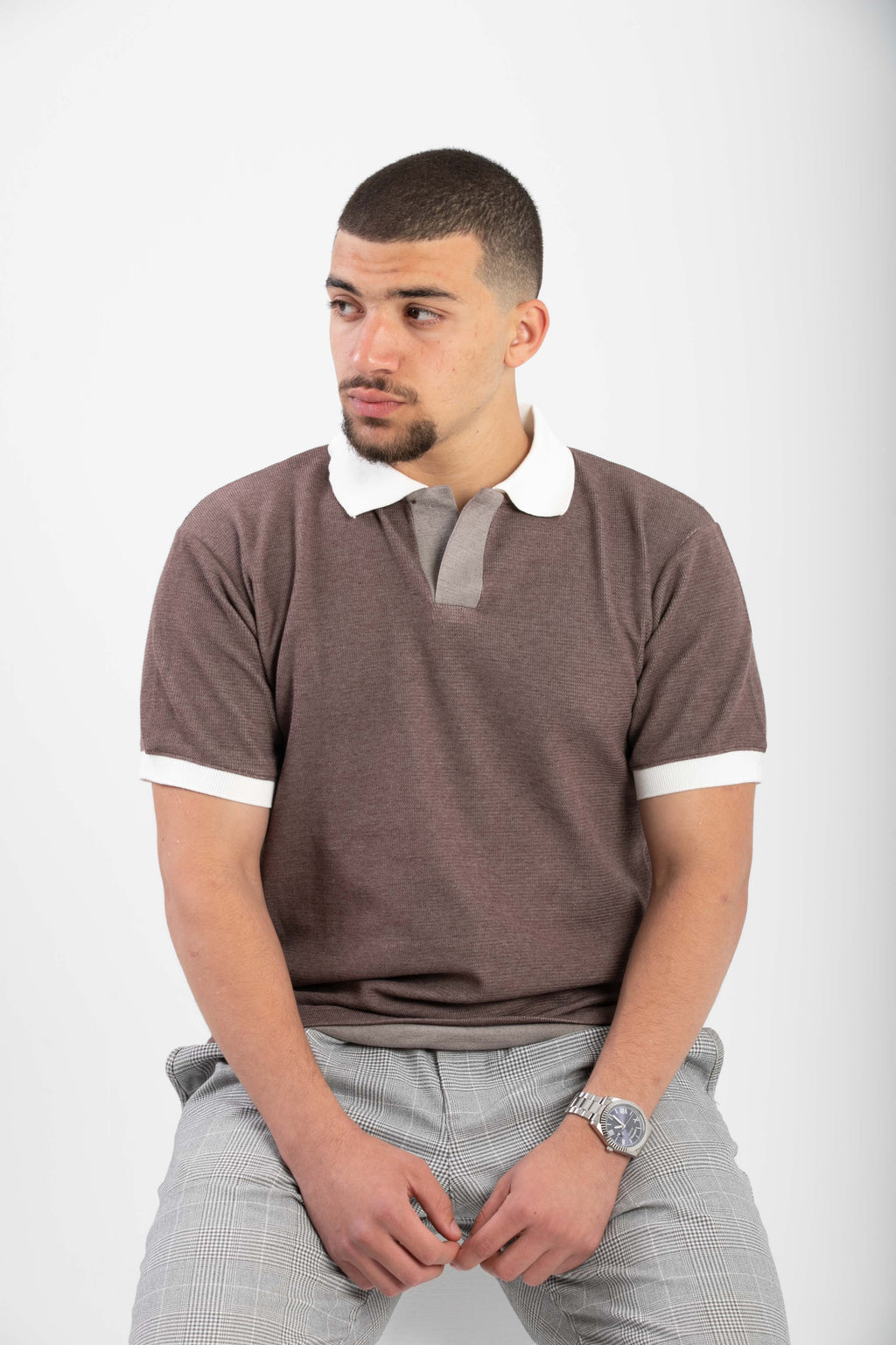 Essential Knitted Polo - Dust Brown