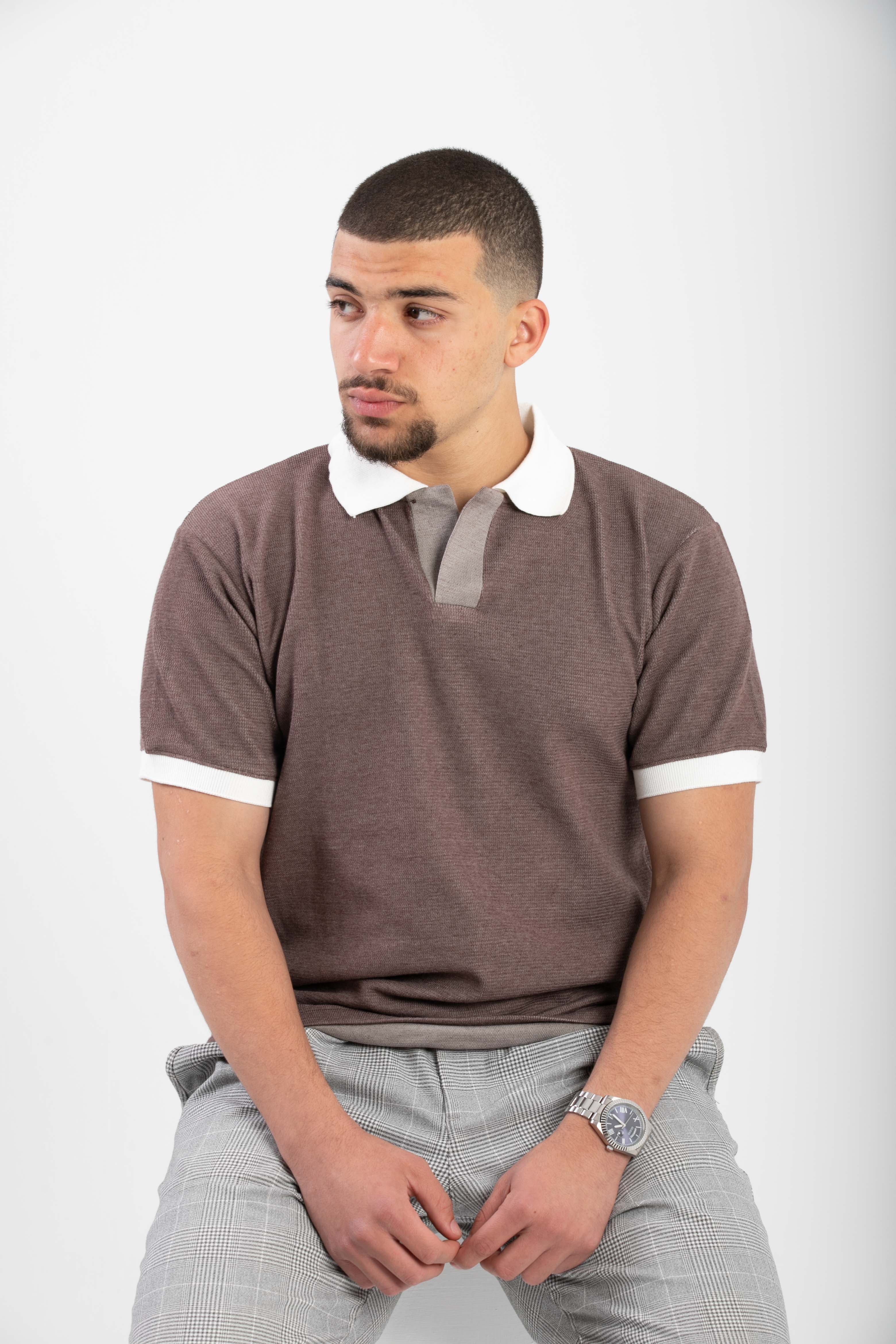 Essential Knitted Polo - Dust Brown