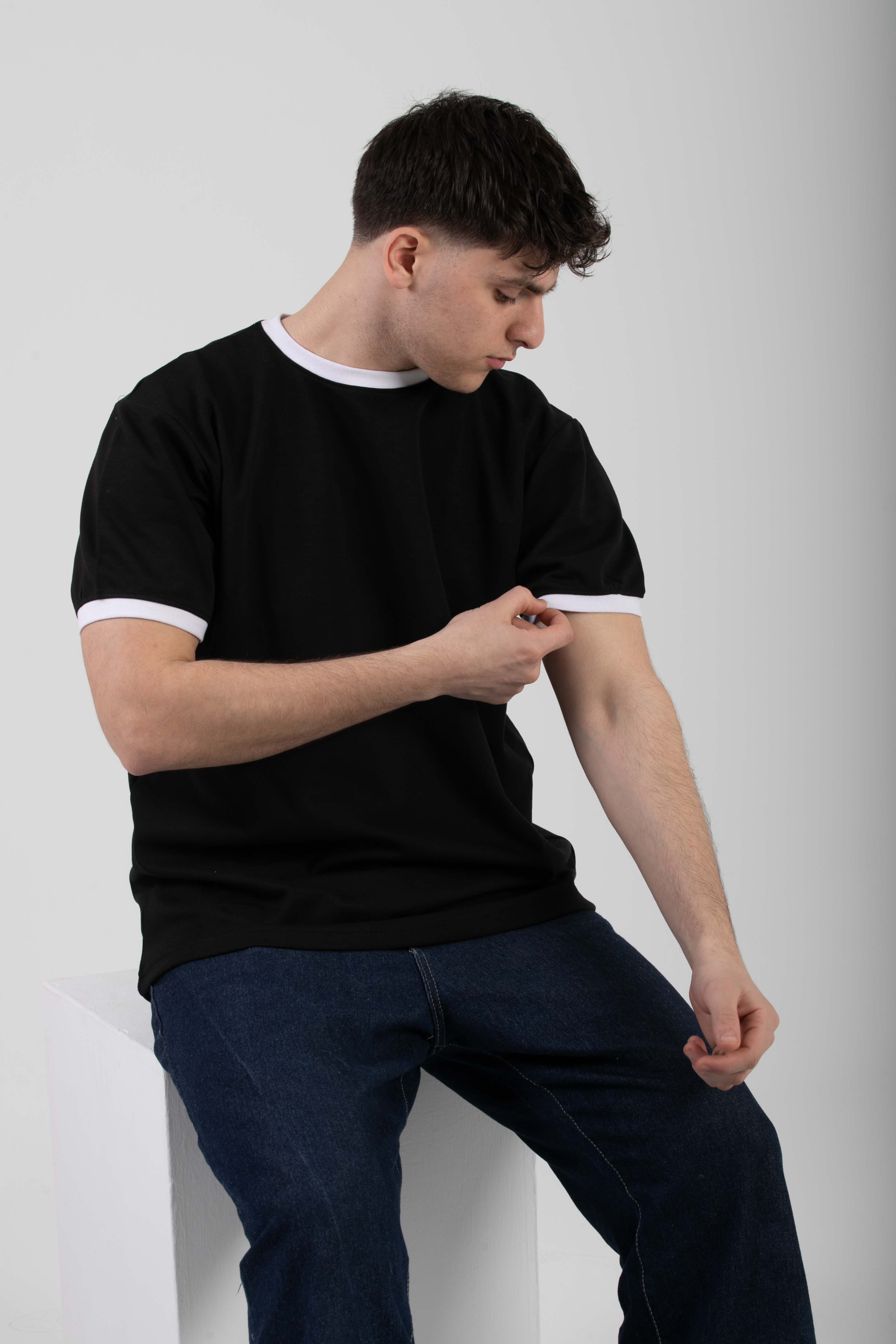 Essential Ringer TShirt - BlackXWhite