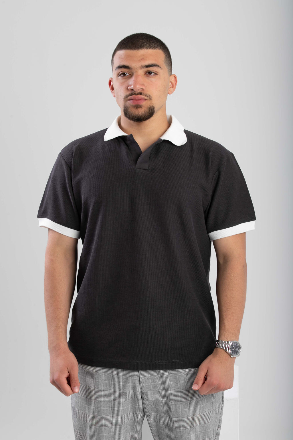 Essential Knitted Polo - Dark Gray