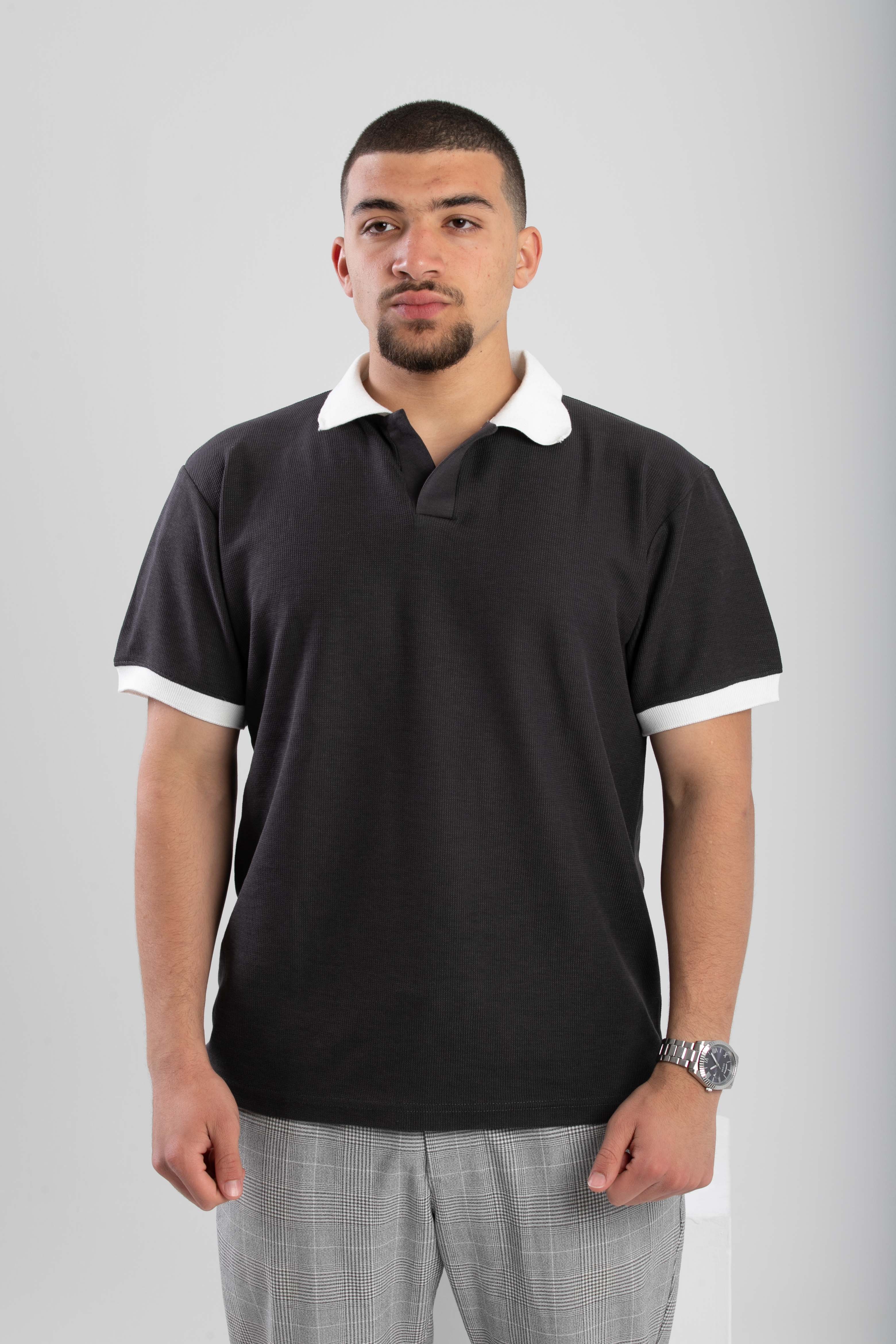 Essential Knitted Polo - Dark Gray