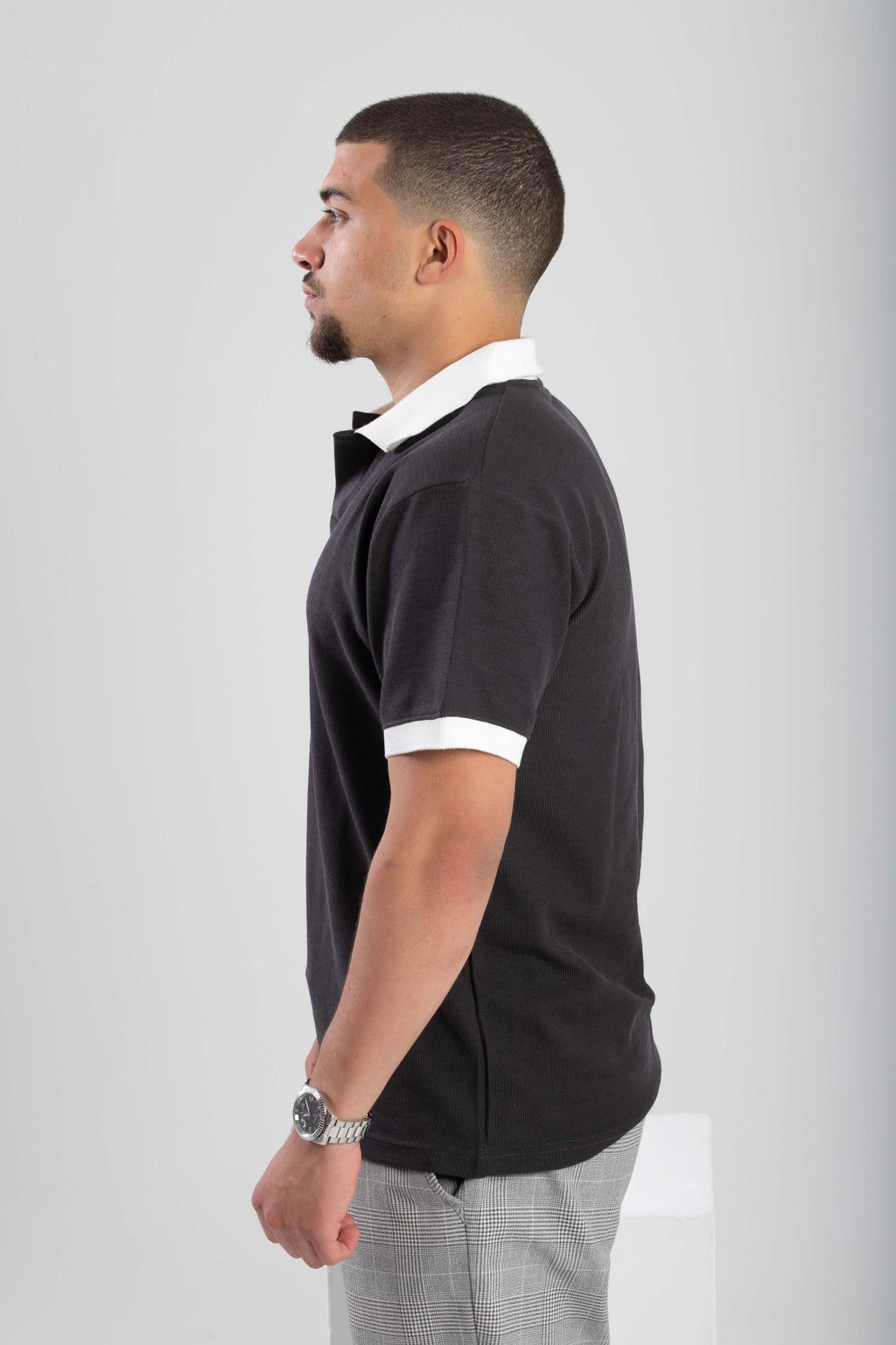 Essential Knitted Polo - Dark Gray