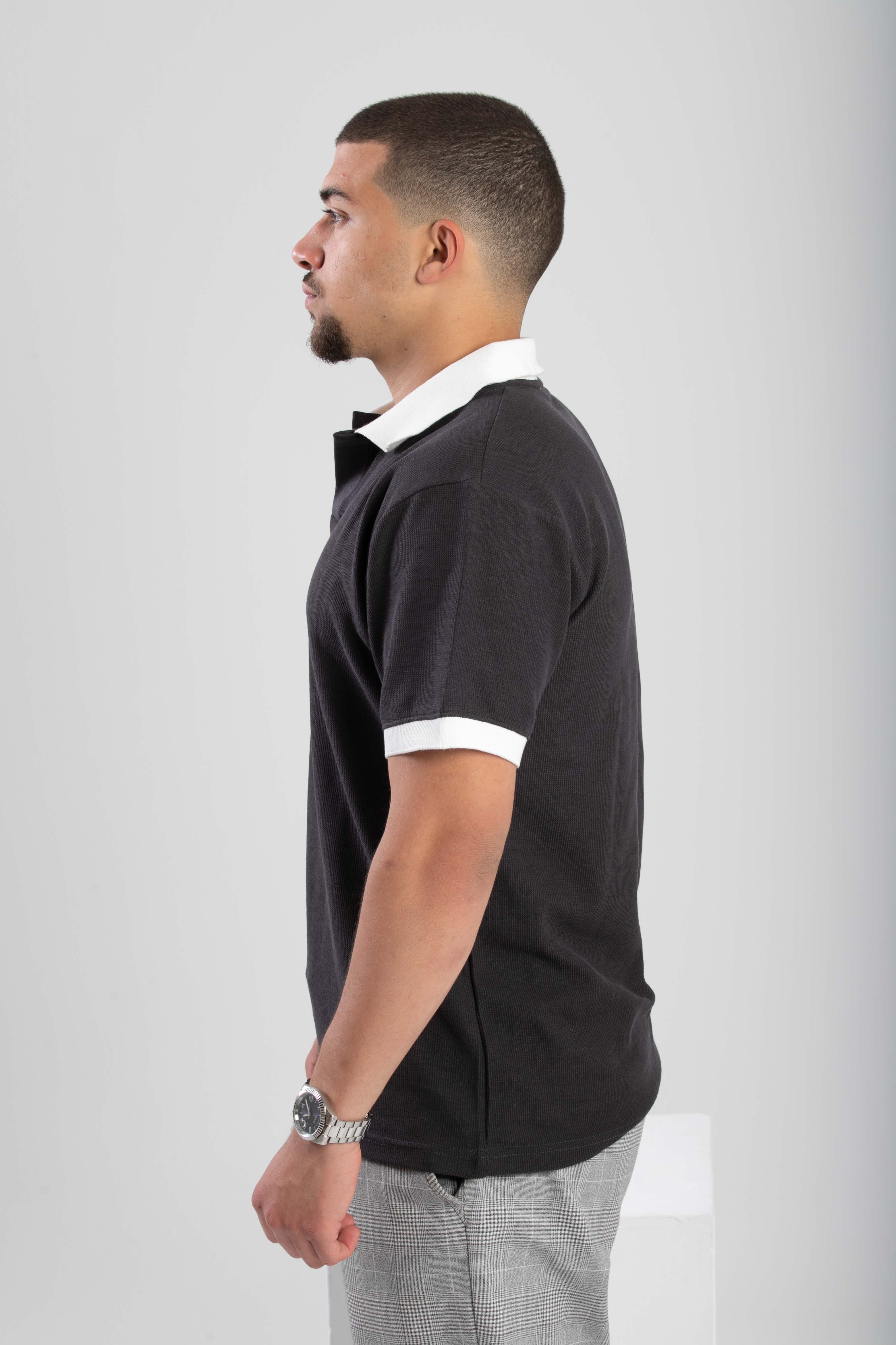 Essential Knitted Polo - Dark Gray