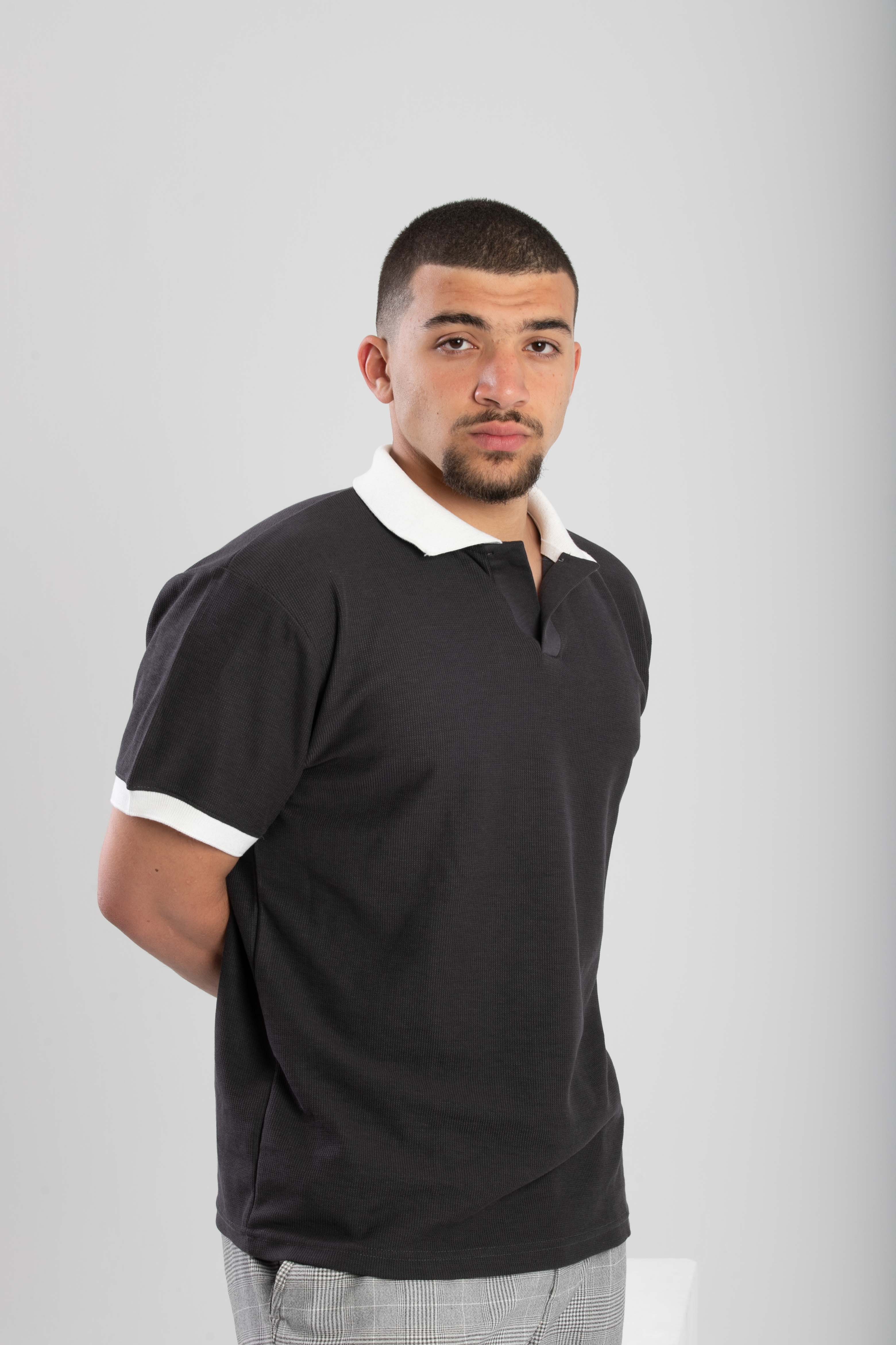Essential Knitted Polo - Dark Gray