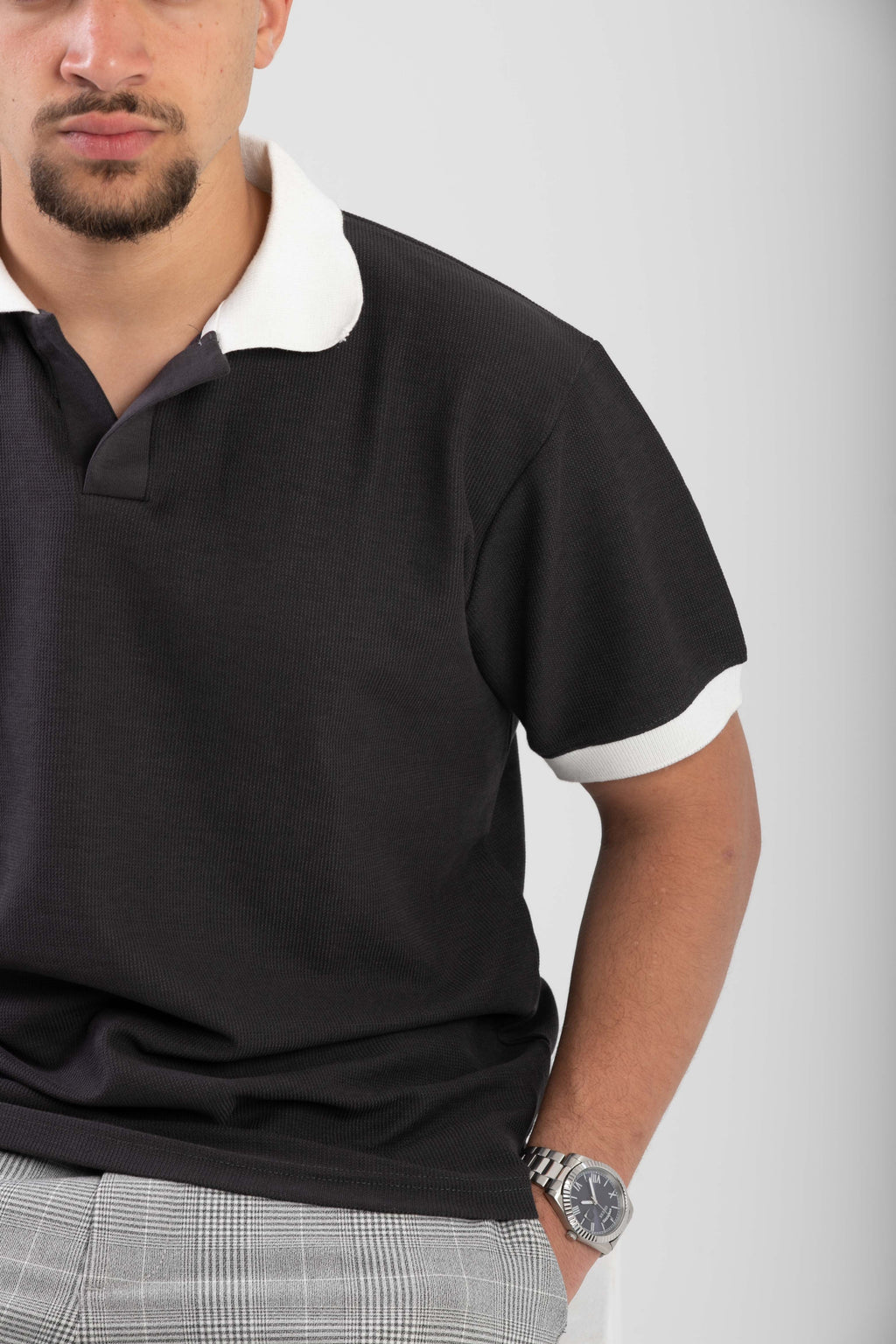 Essential Knitted Polo - Dark Gray