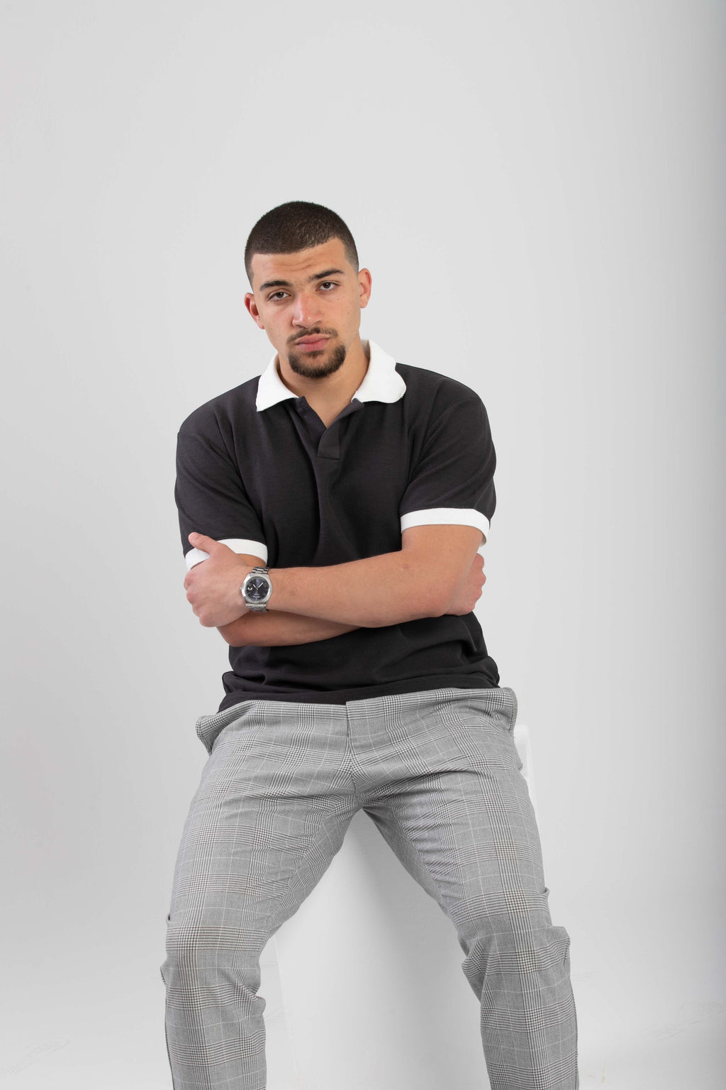 Essential Knitted Polo - Dark Gray