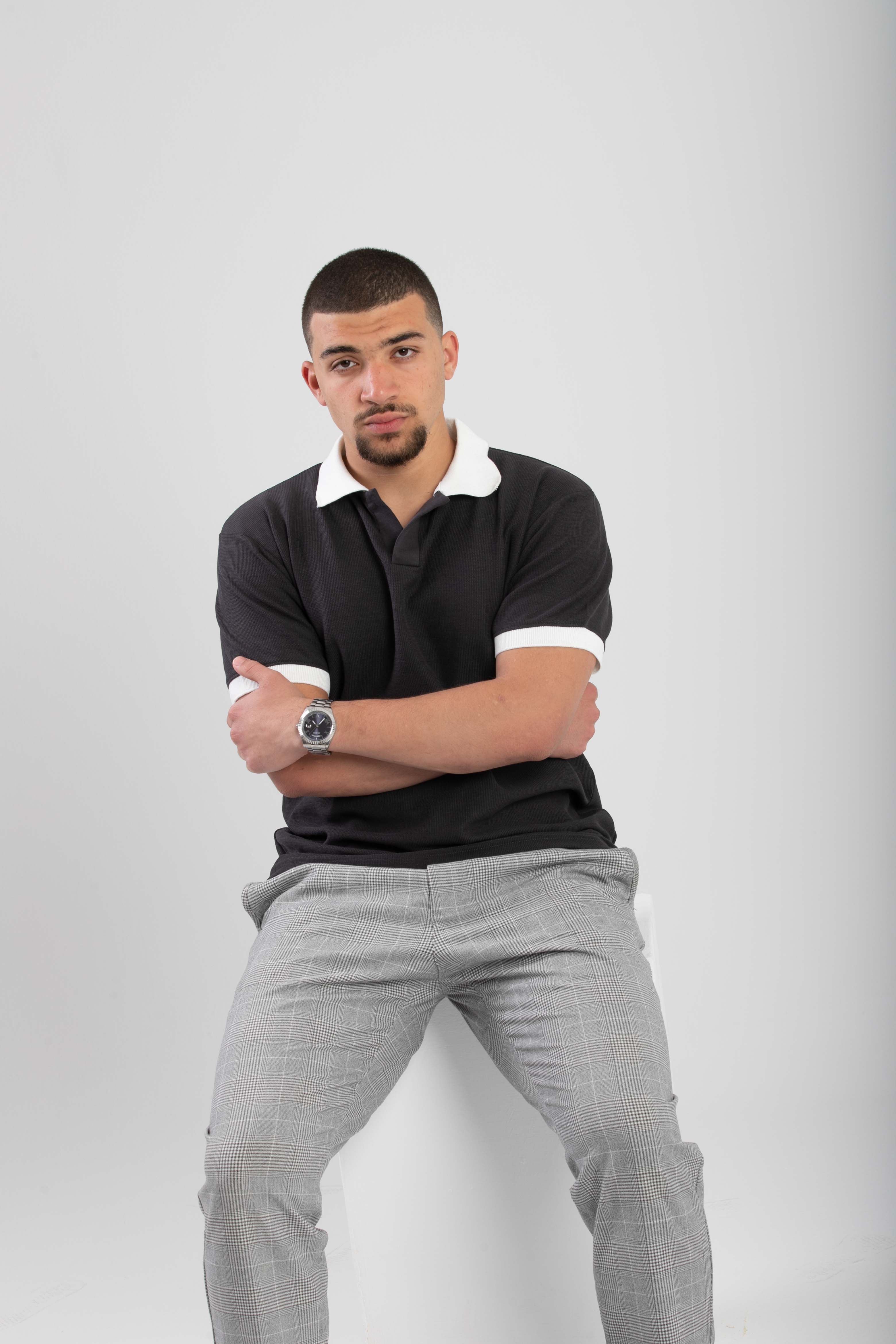 Essential Knitted Polo - Dark Gray