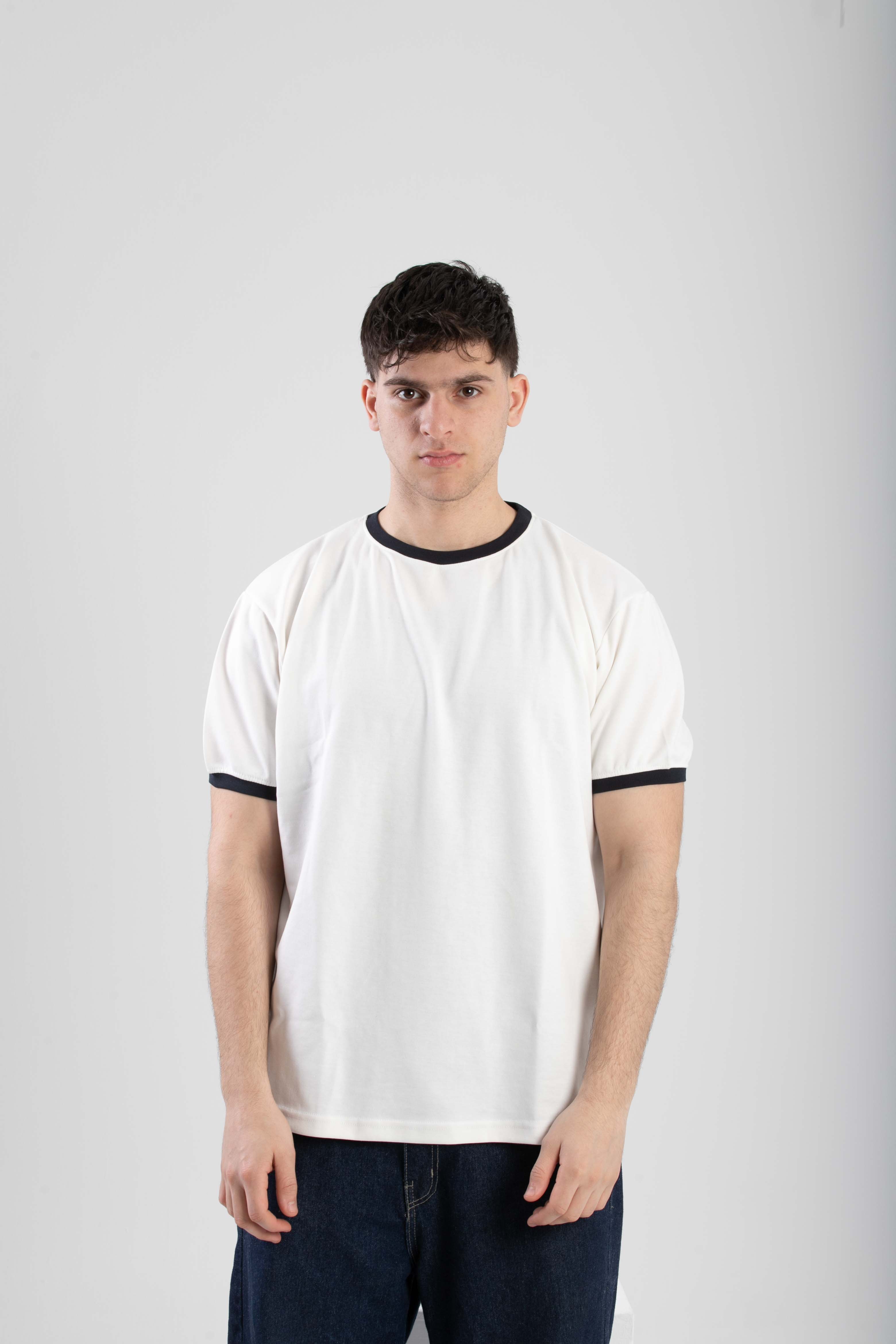 Essential Ringer TShirt - WhiteXNavy