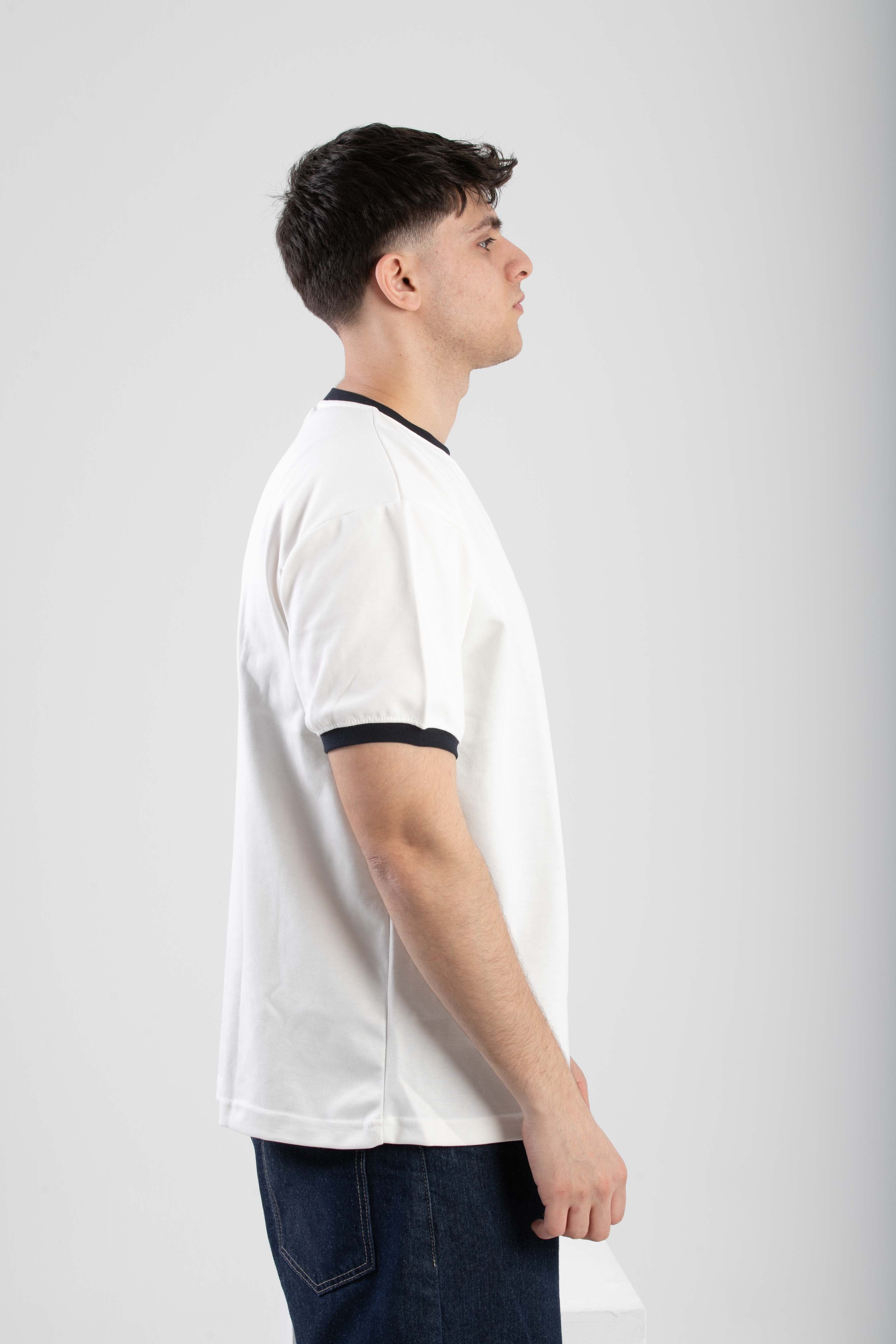 Essential Ringer TShirt - WhiteXNavy