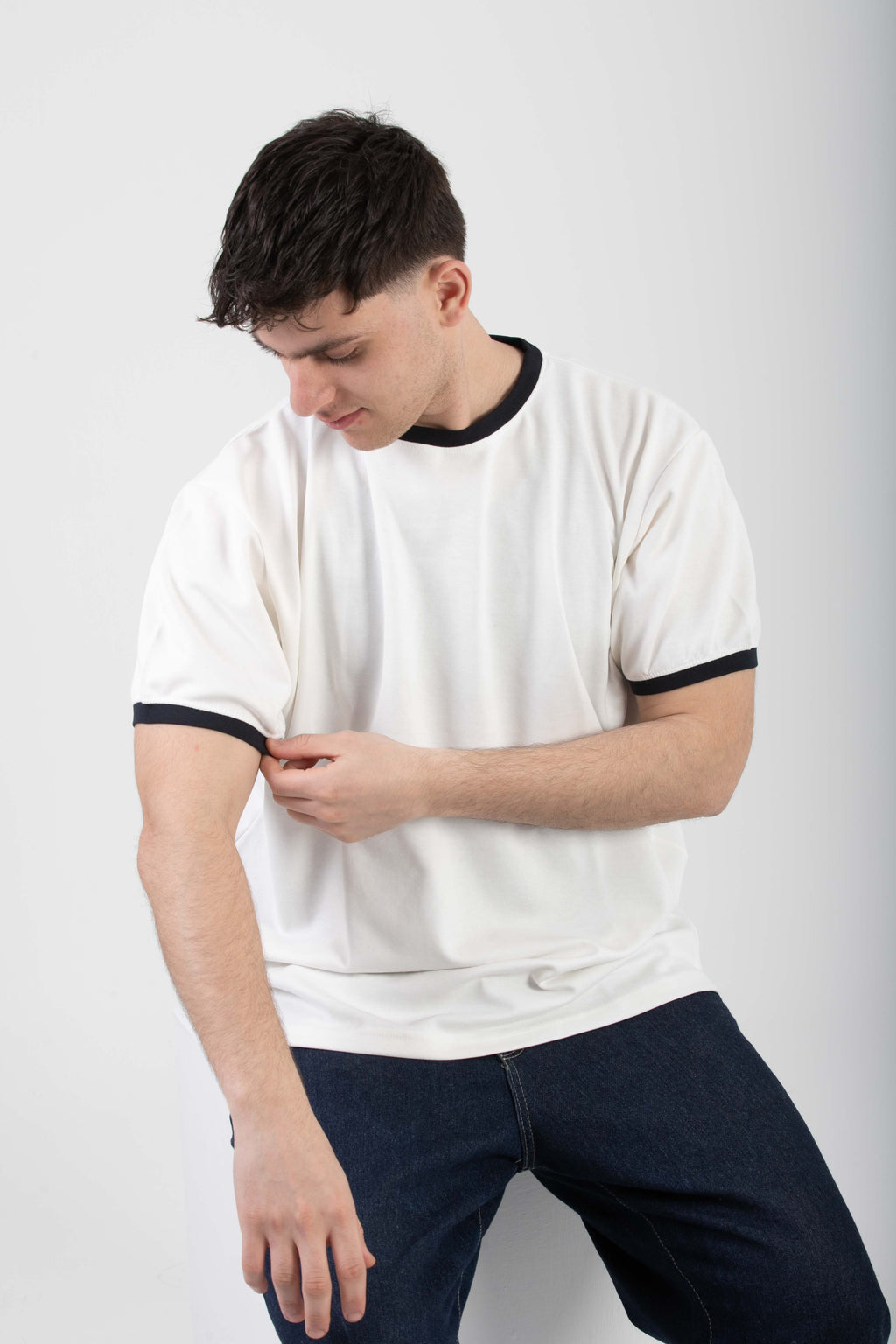 Essential Ringer TShirt - WhiteXNavy