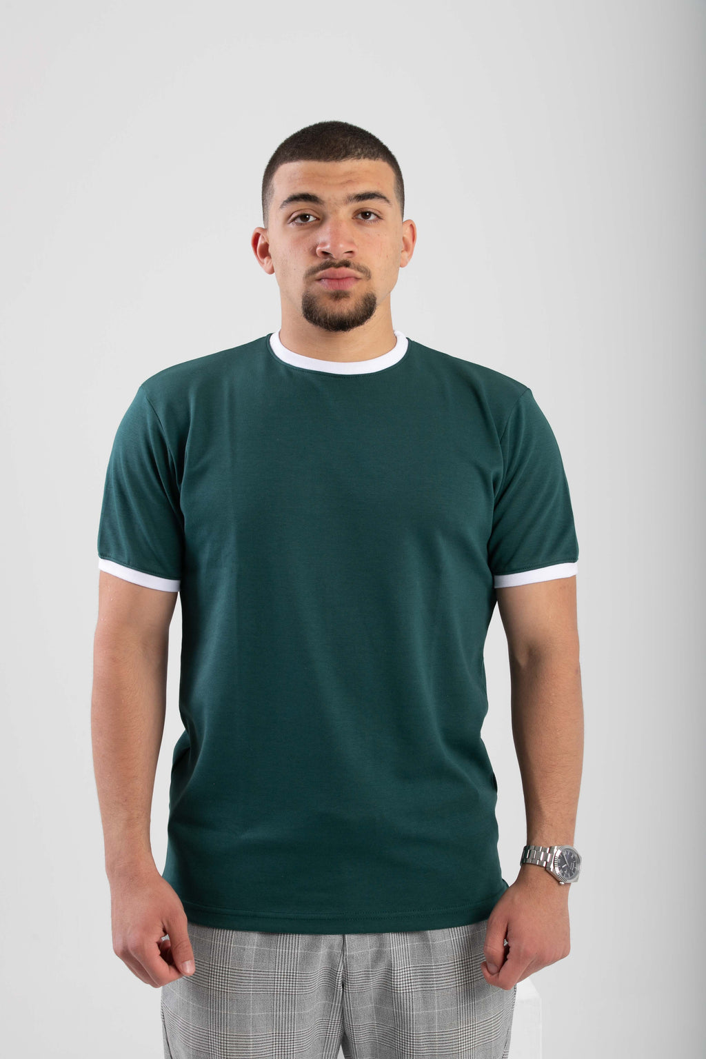 Essential Ringer TShirt - GreenXWhite
