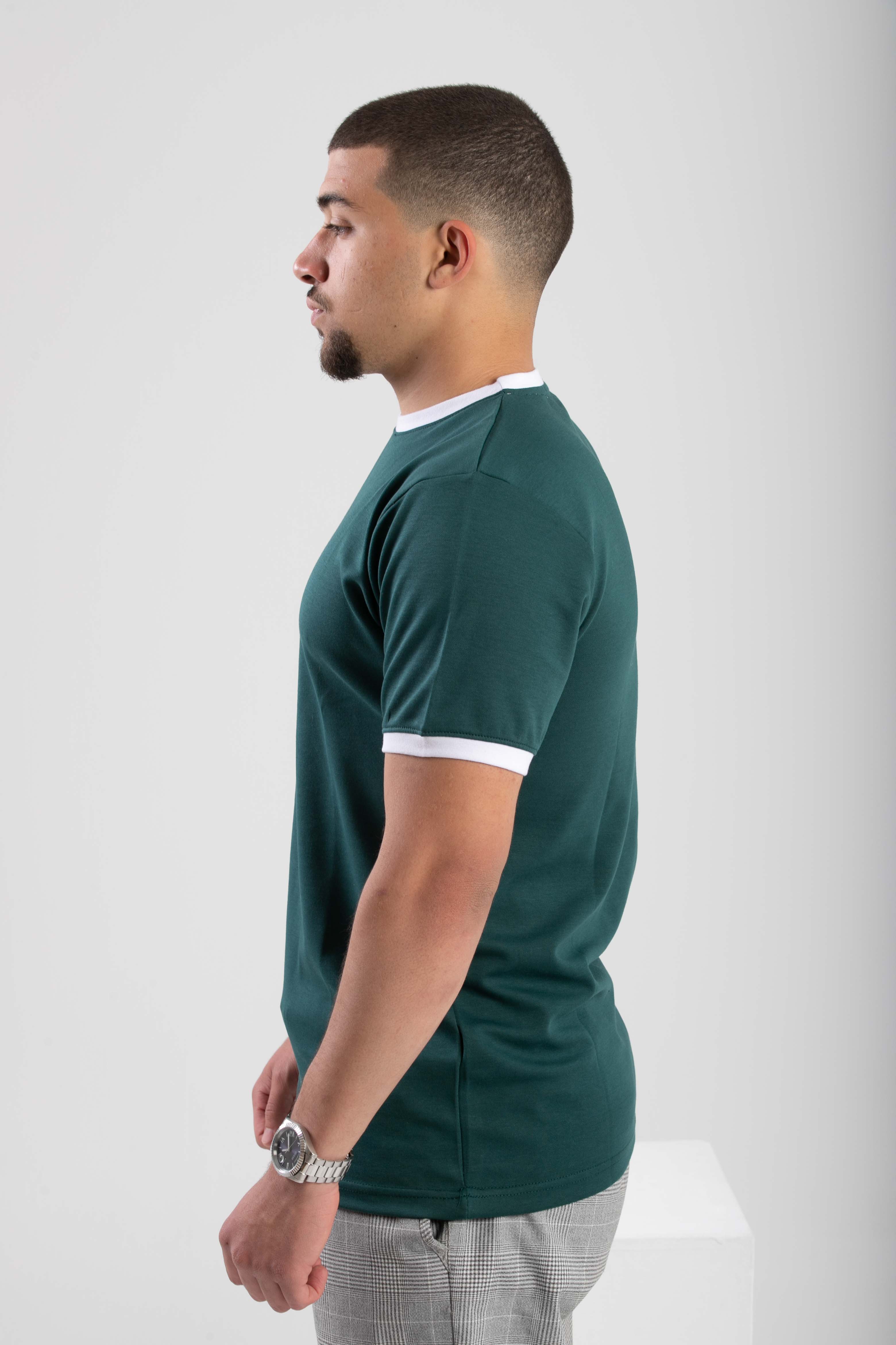 Essential Ringer TShirt - GreenXWhite