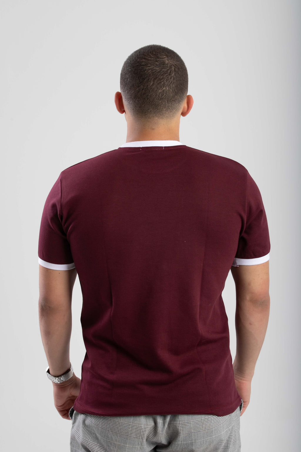 Essential Ringer TShirt - BurgandyXWhite