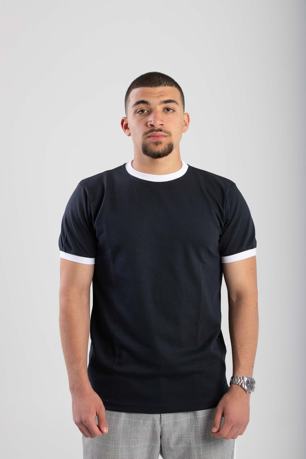 Essential Ringer TShirt - NavyXWhite