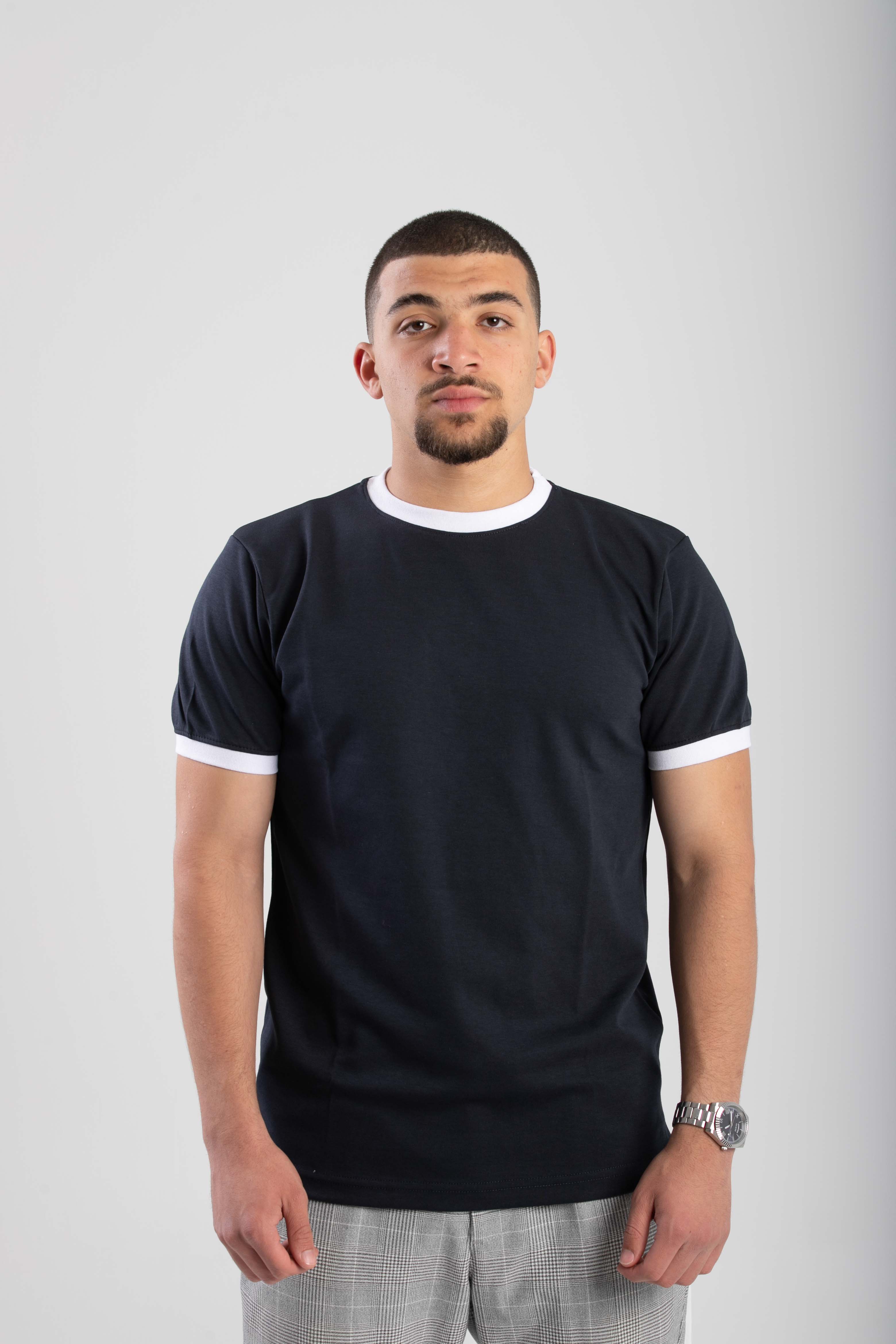 Essential Ringer TShirt - NavyXWhite