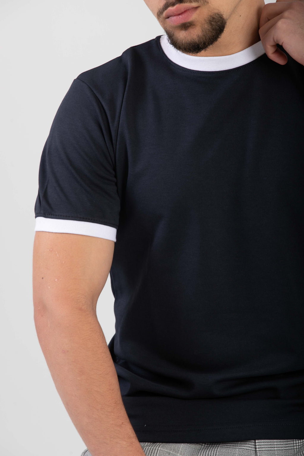 Essential Ringer TShirt - NavyXWhite