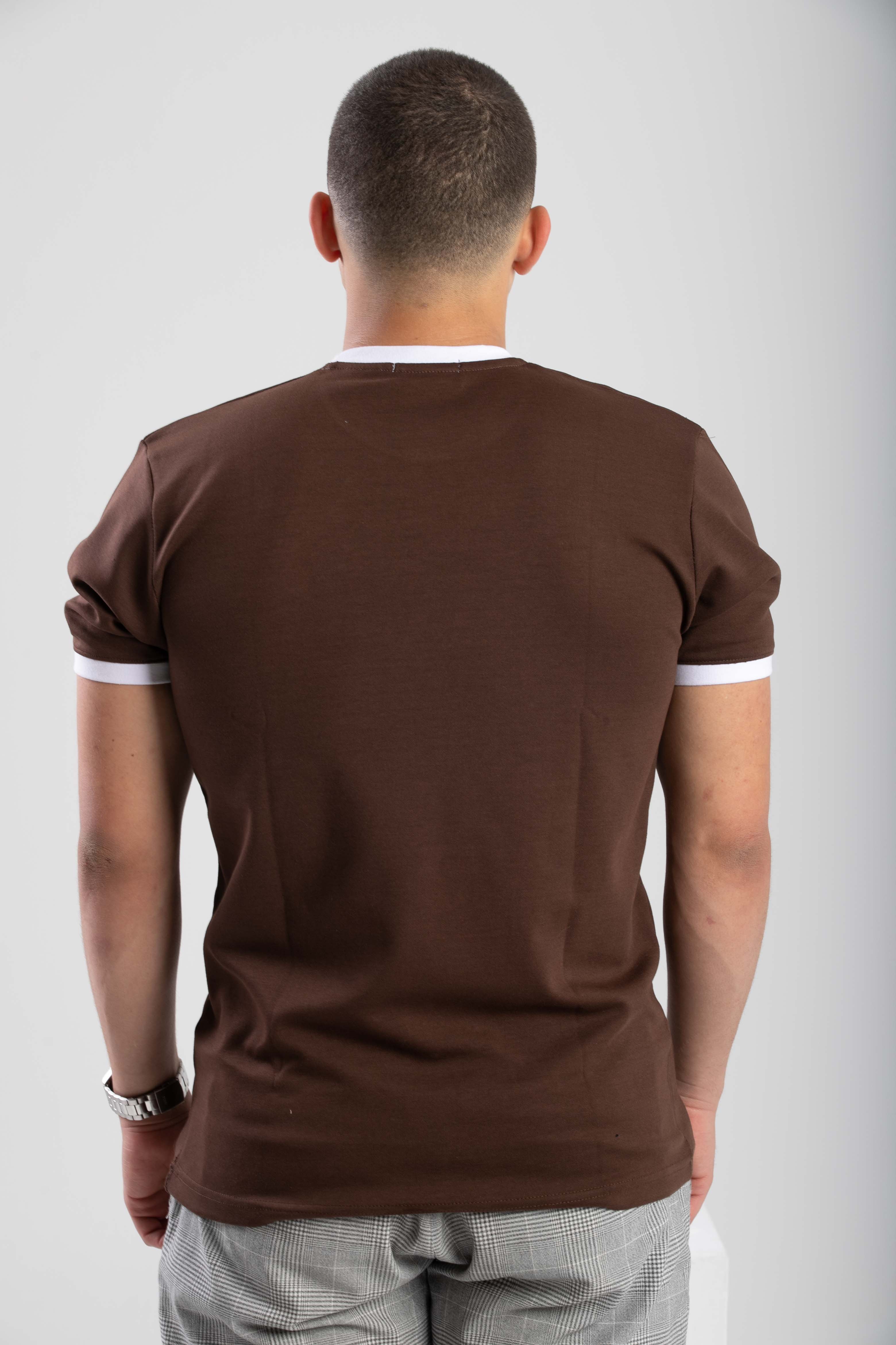Essential Ringer TShirt - BrownXWhite