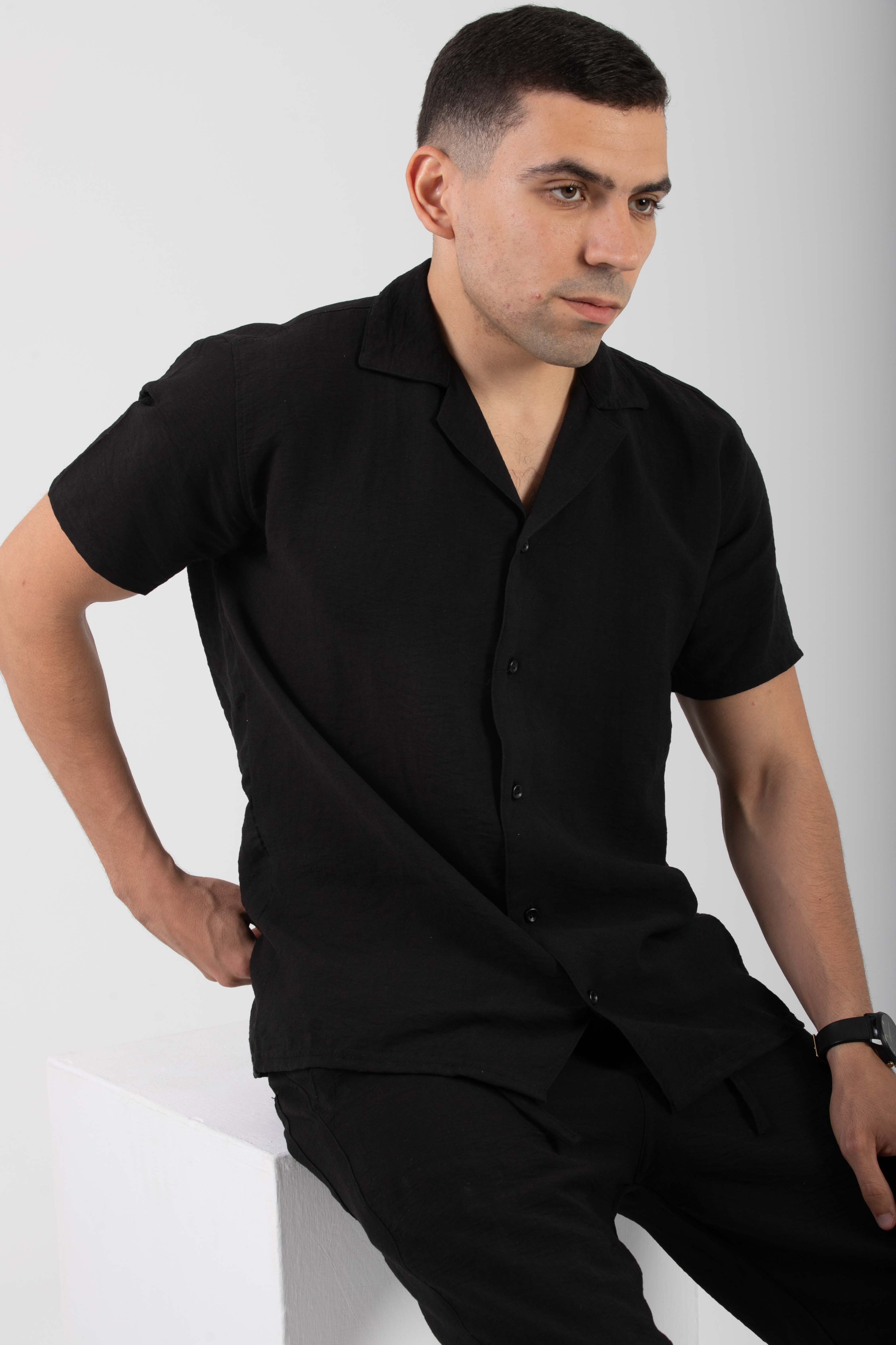 Relaxed Linen Shirt - Black